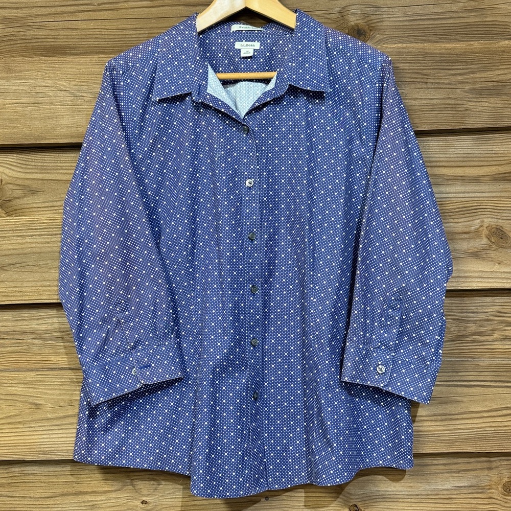 L.L. Bean Purple Polka Dot Shirt